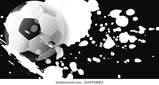 Soccer ball and goal net illustration combined pencil sketch and watercolor sketch.modern