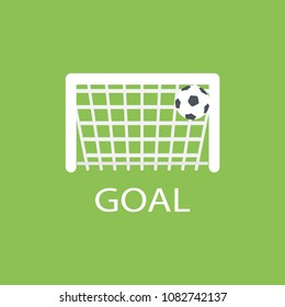 Soccer ball in goal. Vector