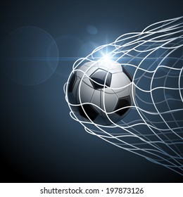 Soccer ball in goal. Vector