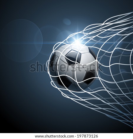 Soccer ball in goal. Vector