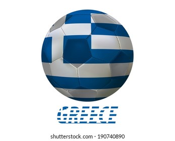 Soccer ball with greece flag isolated in white 