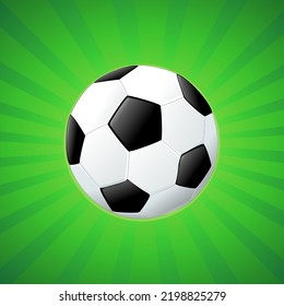Soccer ball with a green background and rays representing speed