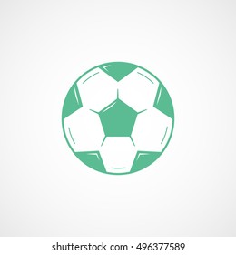 Soccer Ball Green Flat Icon On White Background