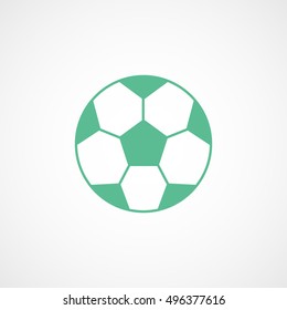 Soccer Ball Green Flat Icon On White Background