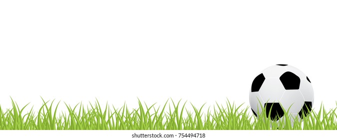 Soccer Ball And Green Grass On White Background. Vector Illustration.