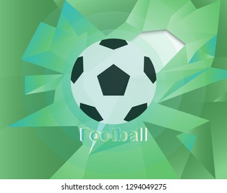 The soccer ball is in the green polygon background.