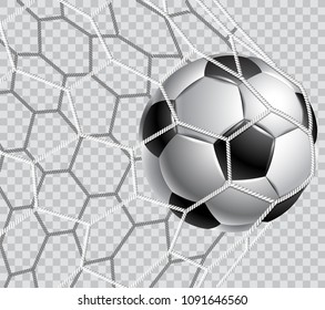 Soccer ball in a grid on a transparent background.