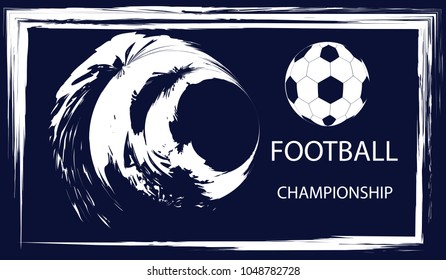 Soccer ball - grunge white element - isolated on dark blue background - vector art. Sports Poster
