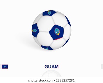 Soccer ball with the Guam flag, football sport equipment. Vector illustration.