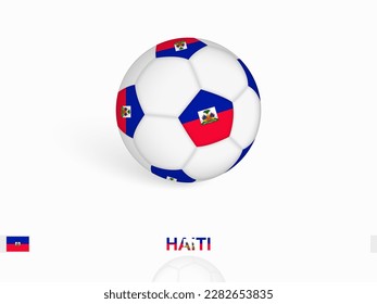 Fußball mit der Flagge Haitis, Fußballsportausrüstung. Vektorgrafik.