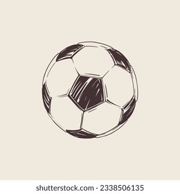 Soccer ball in hand draw style for print and design. Vector illustration.