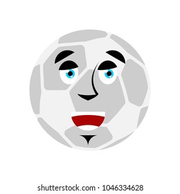 Soccer ball happy Emoji. Football Ball merry emotion avatar
