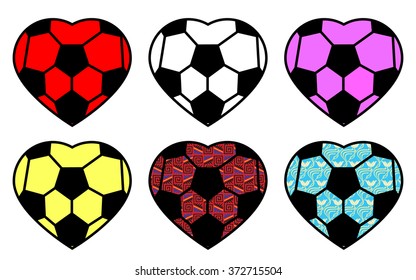 Soccer Ball In A Heart Icon Set 