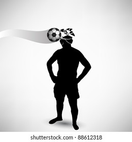 soccer ball hit in the head. vector background.