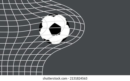 soccer ball hit the net. goal with black and white ball. vector illustration, eps 10.