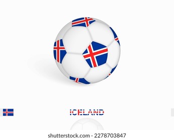 Soccer ball with the Iceland flag, football sport equipment. Vector illustration.