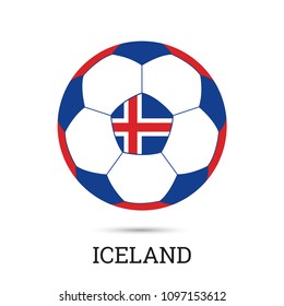 Soccer ball with Icelandic national colors  and emblem vector illustration