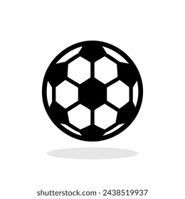 Icono de la pelota de fútbol. Icono de la pelota de fútbol negro en estilo plano, aislado sobre un fondo blanco. Ilustración vectorial.