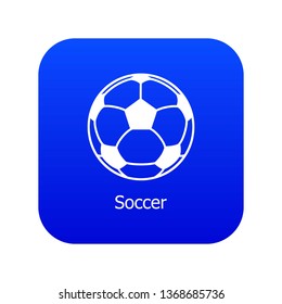 Soccer ball icon blue vector isolated on white background