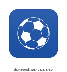 Soccer ball icon blue vector isolated on white background