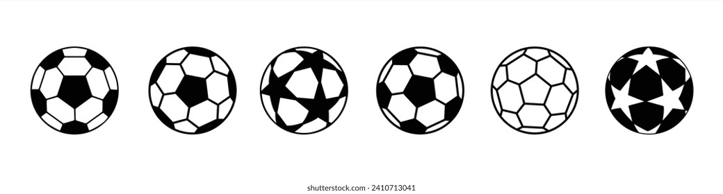 Icono de bola de fútbol. Colección de iconos de bola de fútbol. Símbolo y símbolo del icono de la bola de fútbol, estilo sencillo del fútbol, ilustración del vector.	