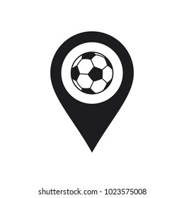 soccer ball icon conception with pin locator 