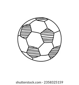 Soccer ball icon in doodle style. Hand drawn doodle soccer ball. Element for sports. Isolated on white background