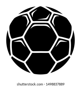 Soccer ball icon. European football ball. Black and white vector illustration