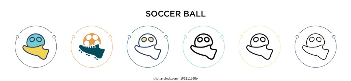 Soccer ball icon in filled, thin line, outline and stroke style. Vector illustration of two colored and black soccer ball vector icons designs can be used for mobile, ui, web