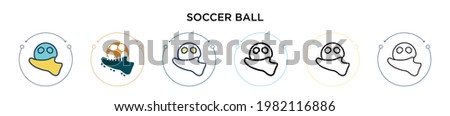 Soccer ball icon in filled, thin line, outline and stroke style. Vector illustration of two colored and black soccer ball vector icons designs can be used for mobile, ui, web
