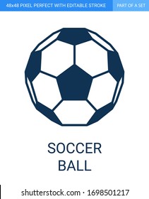 Soccer Ball Icon in Flat Outline Style.