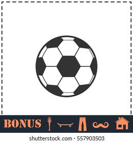 Soccer ball icon flat. Simple vector symbol and bonus icon