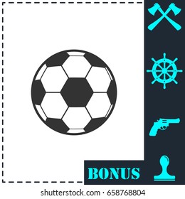 Soccer ball icon flat. Simple vector symbol and bonus icon