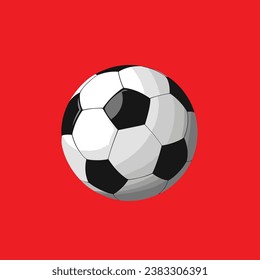 Icono de bola de fútbol en estilo plano, fútbol, ilustración vectorial aislada en fondo rojo