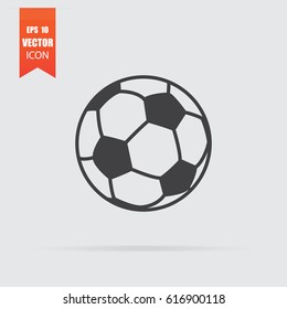 Soccer ball icon in flat style isolated on grey background. For your design, logo. Vector illustration.