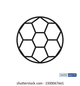 Soccer ball icon. Flat vector illustration in black on white background.