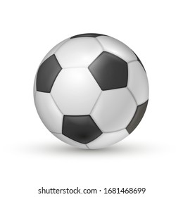 Soccer ball icon, football game sport for competition. Professional player object. Vector realistic illustration isolated on white background.