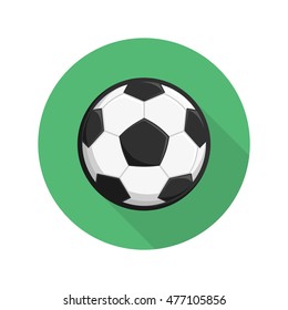 Soccer ball icon. Football sign with long shadows. Vector illustration flat design.