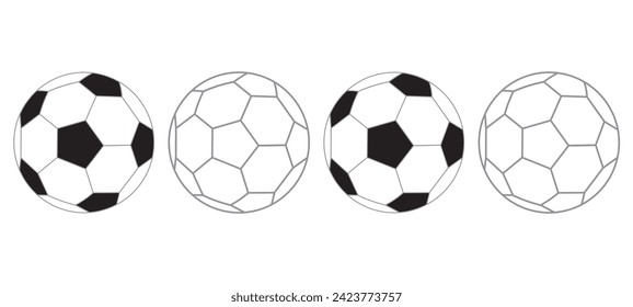 Icono de bola de fútbol. estilo negro simple de fútbol, ilustración vectorial