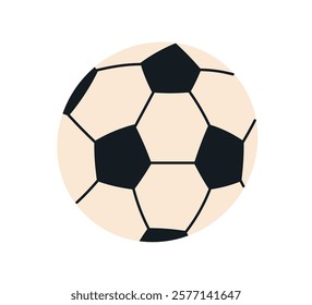 Soccer ball icon. Football soccerball, sports equipment with hexagons for playing european field game. Flat graphic vector illustration isolated on white background