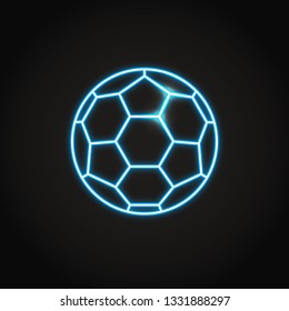 Soccer Ball Icon In Glowing Neon Style