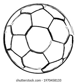 Soccer ball icon isolated in black on a white background. Hand drawn element, vector illustration.