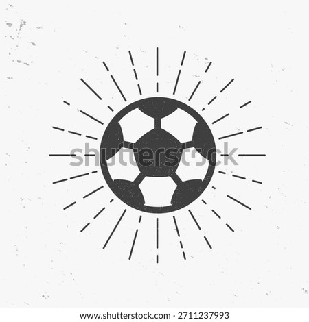 Soccer Ball icon with light rays. Vintage Soccer ball with grunge effect. Vector illustration