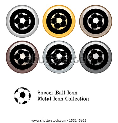 Soccer Ball Icon Metal Icon Set