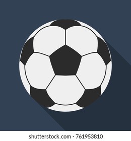 Soccer ball icon on blue background, football sport flat style. Vector
