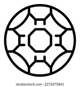 Vector de contorno de icono de bola de fútbol. Tienda. Vendedor en línea