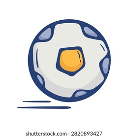 Soccer ball icon for physical education and school sports activities. Hand drawn doodle clip art for study app interface and game schedule graphics. Vector illustration isolated on white background.