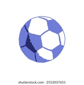 Soccer ball icon. Professional accessory with round shape for football training. Sports equipment for playing team game in match. Flat isolated hand drawn vector illustration on white background