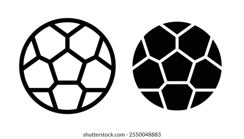 Soccer ball Icon set in black filled and line.