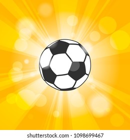 soccer ball icon with shadow and flash rays on yellow background